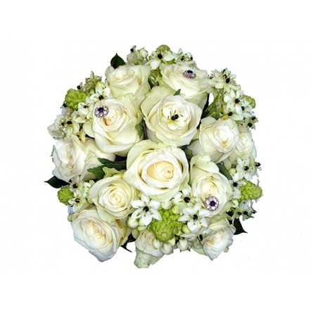 Buchet mireasa trandafiri albi
