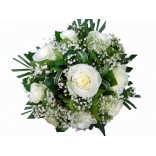 Buchet mireasa trandafiri albi 